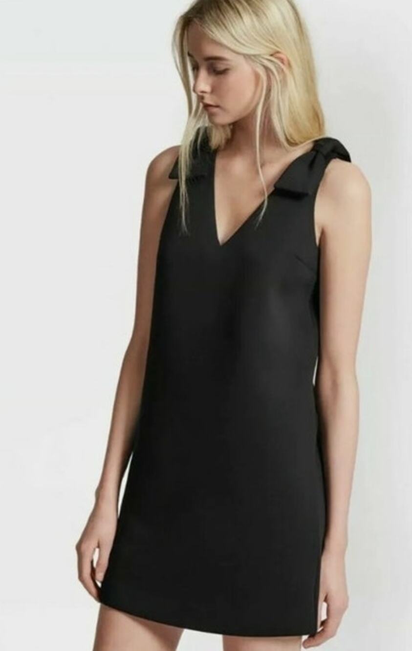French Connection Scuba Bow shoulder dress Black Size 4
